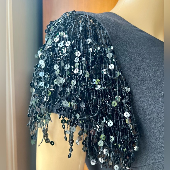 KATE SPADE NWOT Sequin Fringe Black Swing Dress Size 0 - Picture 8 of 15
